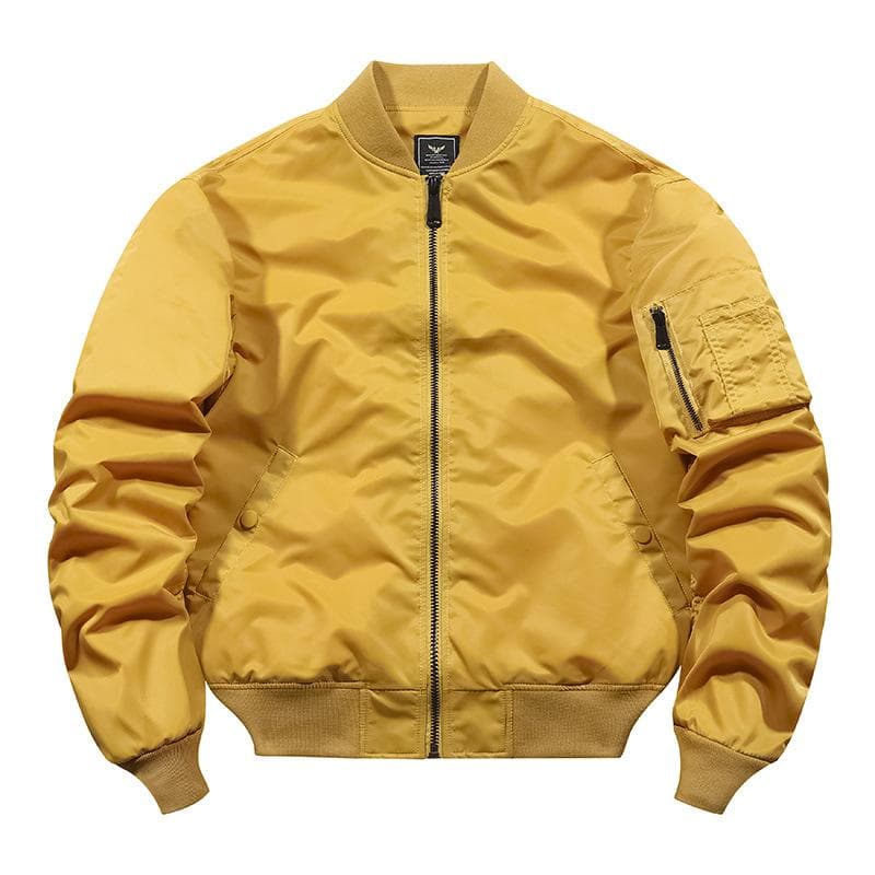 New Fashion Tough Guy Jacket Thin Bomber Jacket Men 3XL yellow