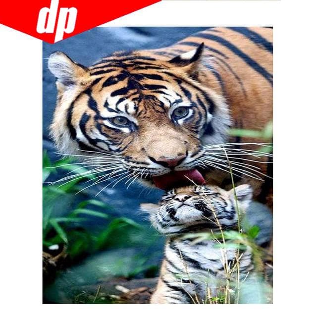 5D DIY Diamond Painting tiger family Diamond Embroidery 3D Cross Stitch Needlework 20X30