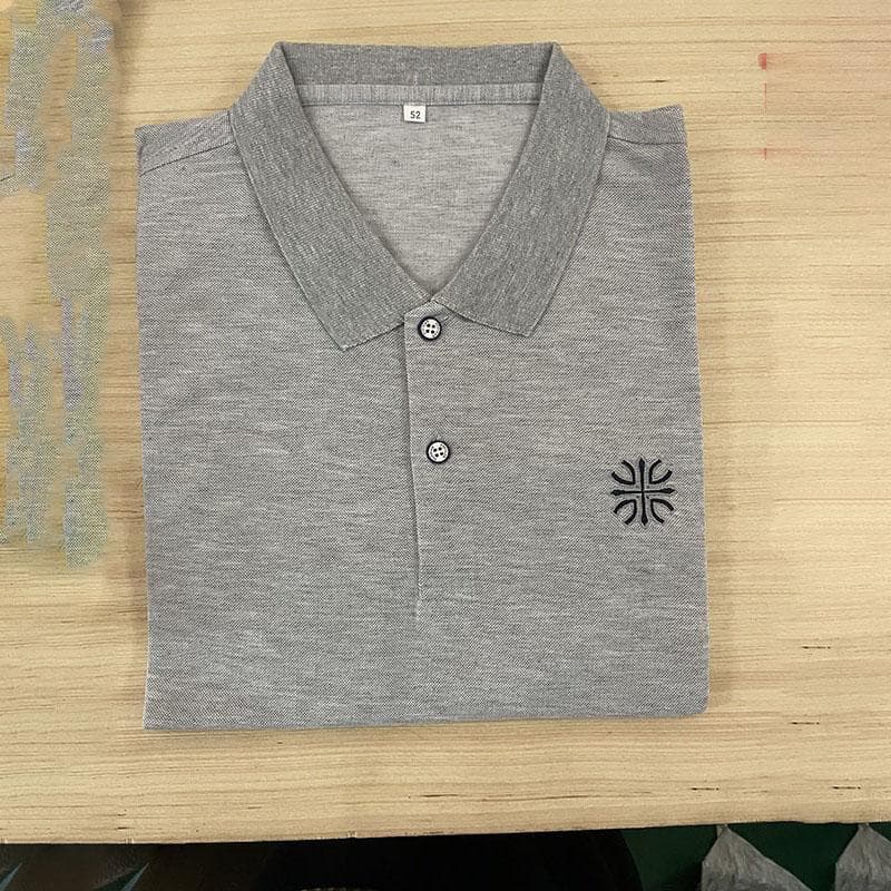 Summer Men's Short Sleeved T-shirt Paul Shirt Embroidered Collar Plus Size POLO Shirt Solid Color Men's Top 3XL grey