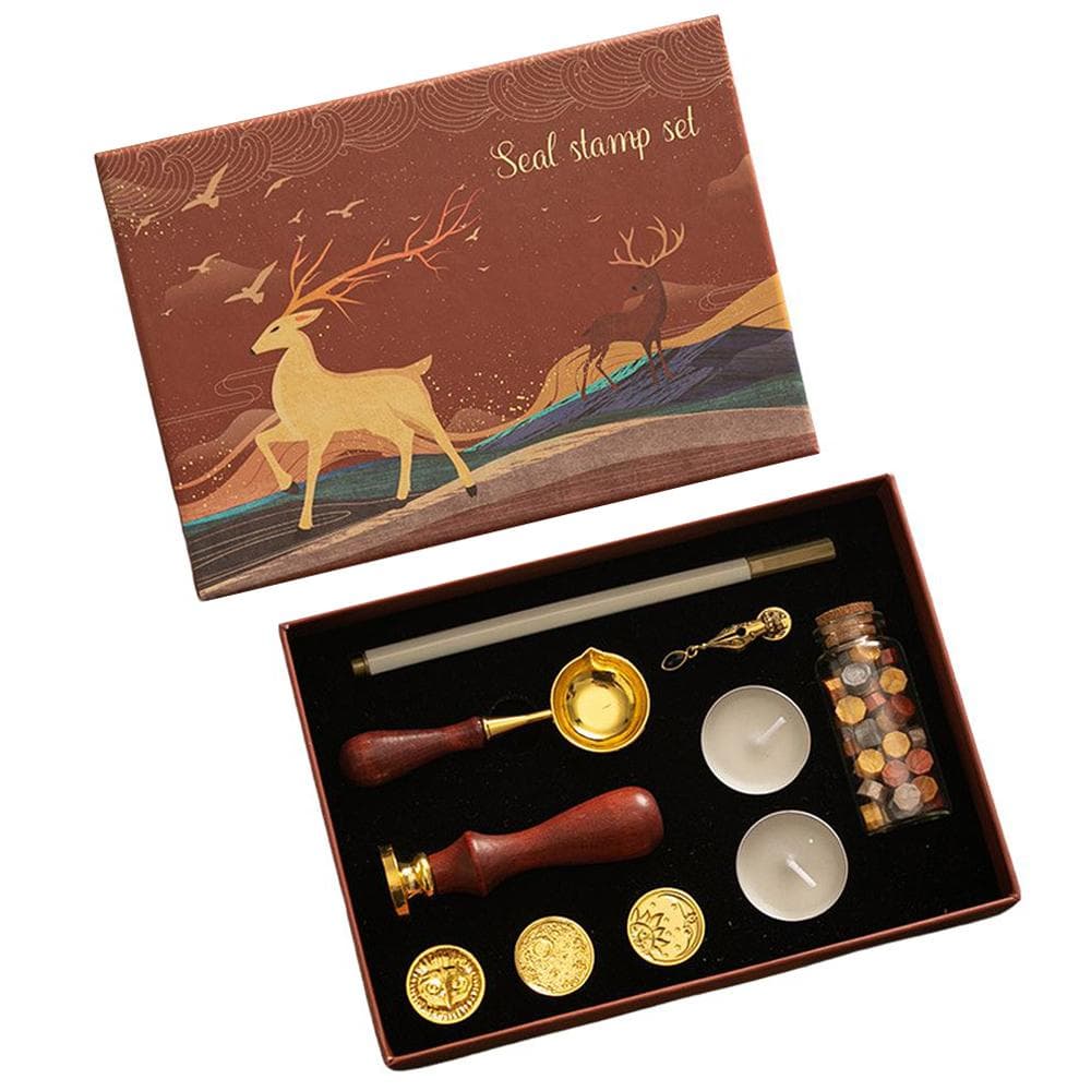 Wax Seal Stamp Kit with 6pcs Seal Stamp and Bottle of Wax Beads SpoonCandleWax Melt Warmer for