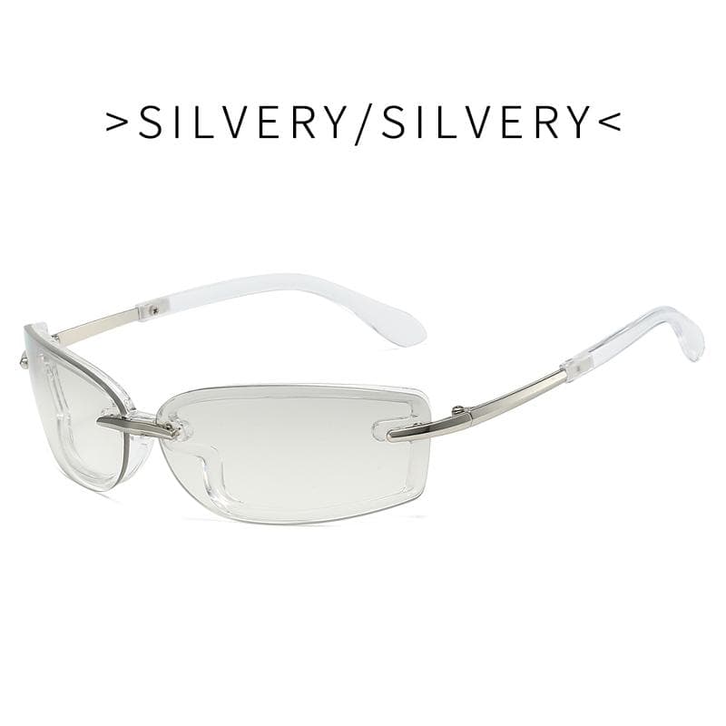 Rimless Y2K Sunglasses Fashion Square Metal Frame Shades for Women Men Trendy Oculos Sun Glasses