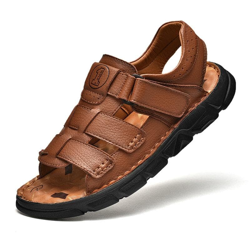 100% Cow Leather Sandals Outdoor Business Beach Shoes Men's Sandals Comfortable Soft Summer Casual Flats Shoes Men Size 38-48 44