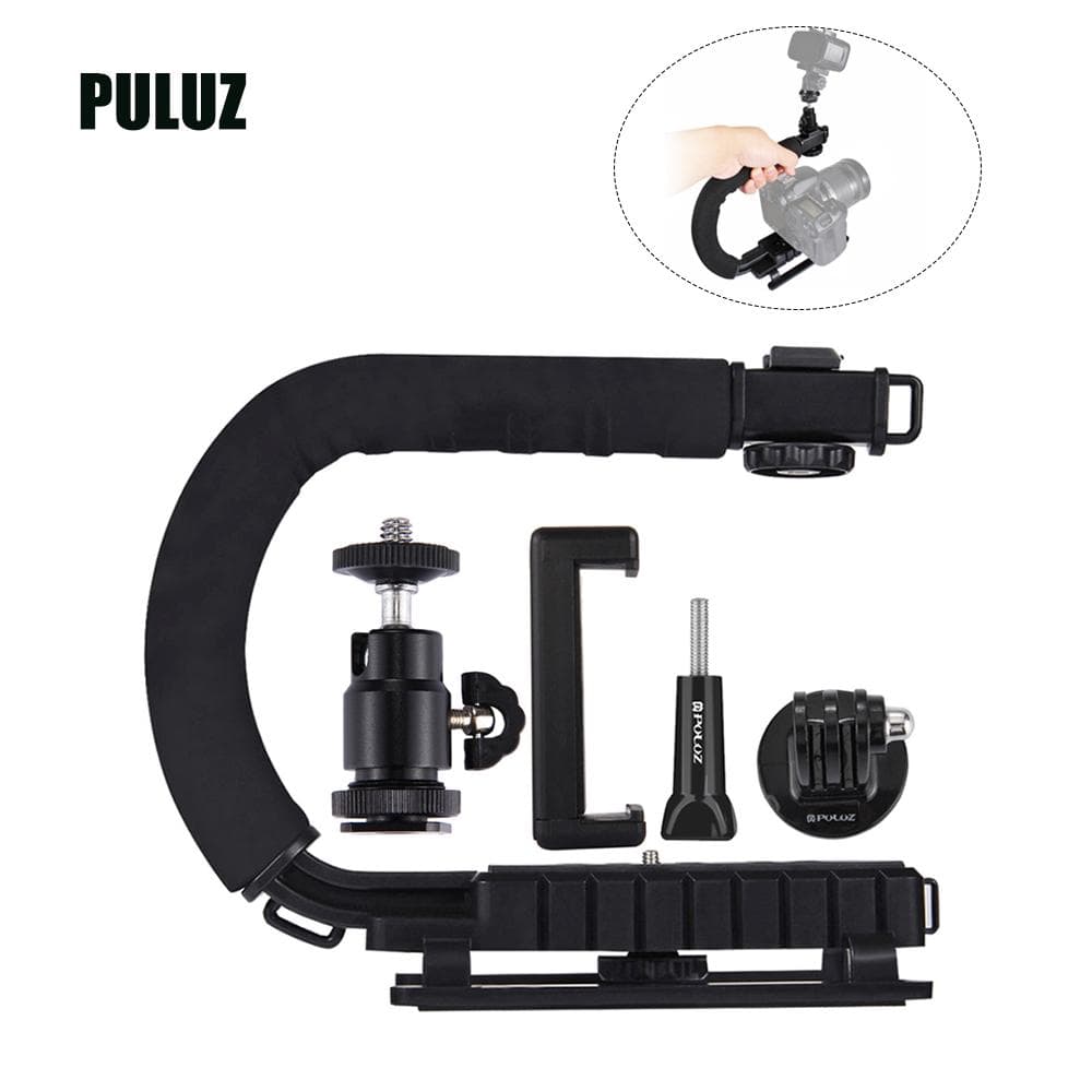 PULUZ U-Shaped Portable Handheld Camera Holder Video Handle DV Bracket C-Shaped Steadicam black