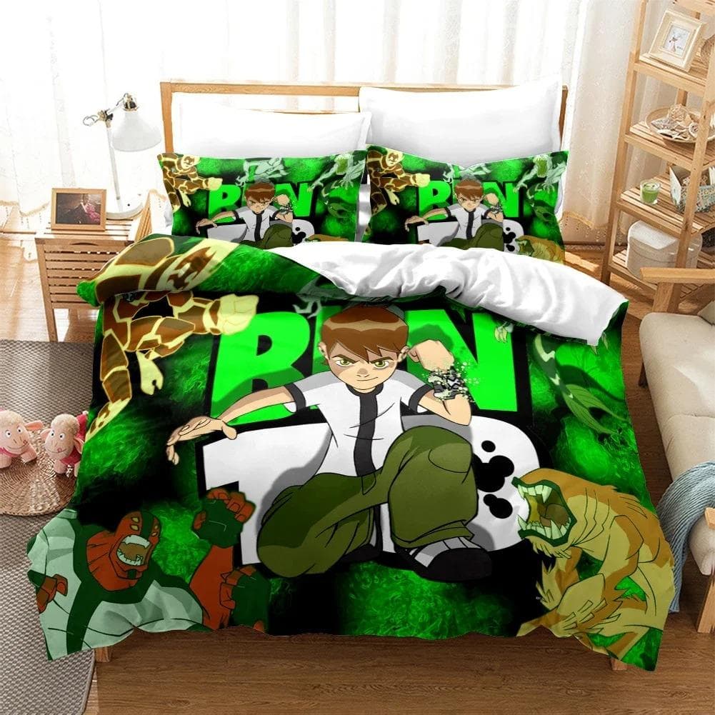 3D Cartoon Ben10 Duvet Cover with Pillow Cover Bedding Set Single Double Twin Full Queen King Size Bed Set for Home Textiles 70x133cm 2pcs