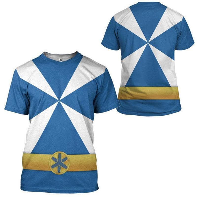 Animation Peripheral Power Rangers Extraordinary Marines 3D Printing Summer Casual Short Sleeve Loose Men's and Women's T-Shirts 2XL