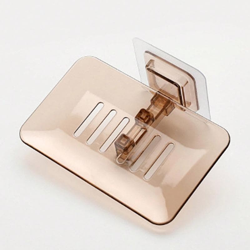 Soap Dish, Waterproof Soap Holder, Hole-Free Soap Tray, No-Drilling Soap Holder 1PC&Brown multicolour