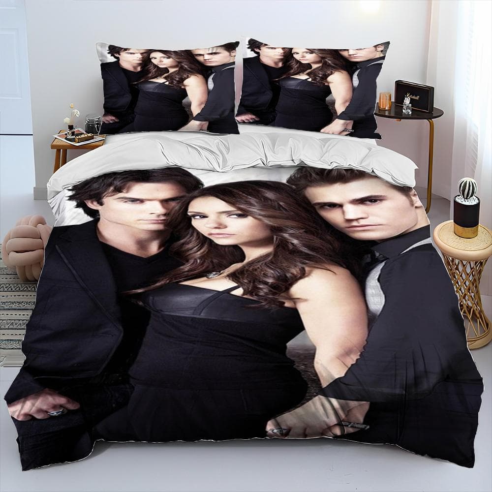 New Movie The Vampire Diaries Bedding Set Single Twin Full Queen King Size Bed Set Adult Kid Bedroom Duvetcover Set Home Textile EU Twin 135x200cm
