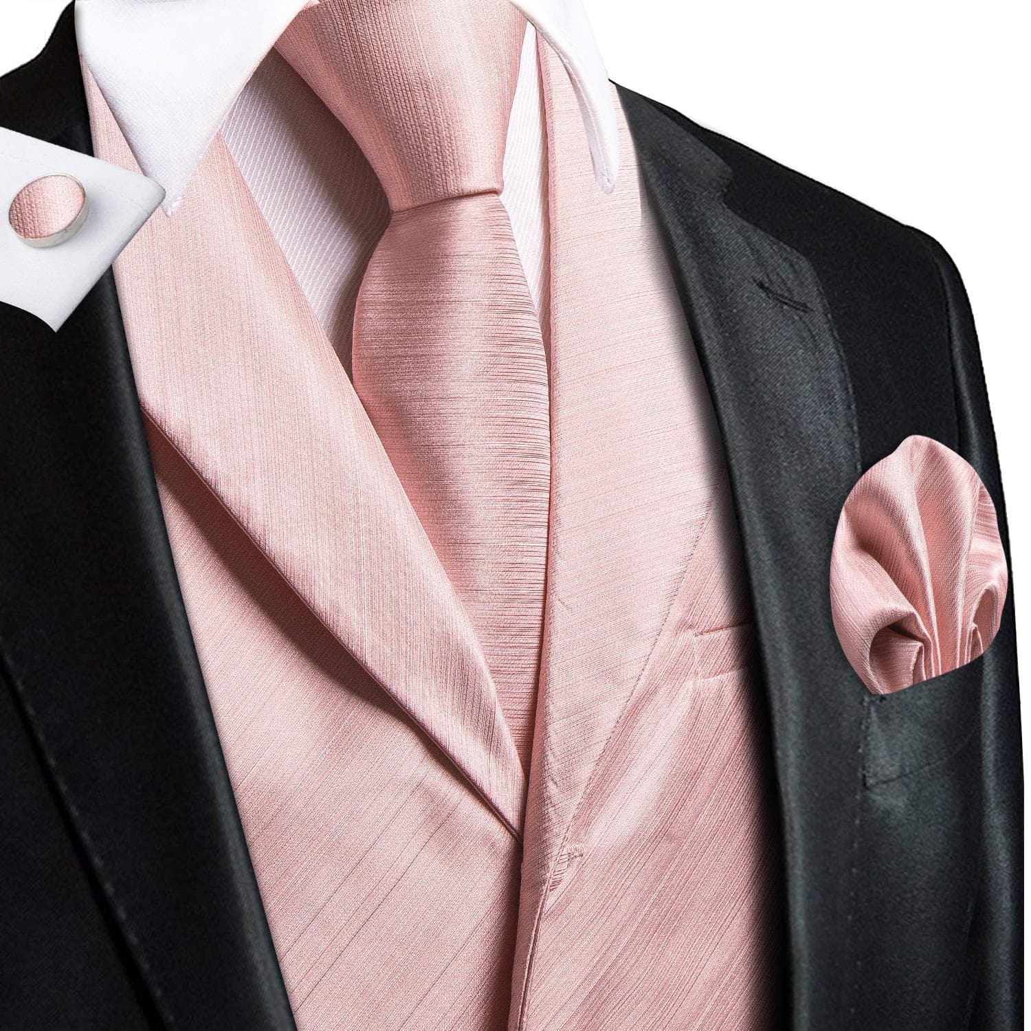 Mens Silk Victorian Vest Paisley Waistcoat Tie Hanky Cufflinks Set For Wedding 3XL