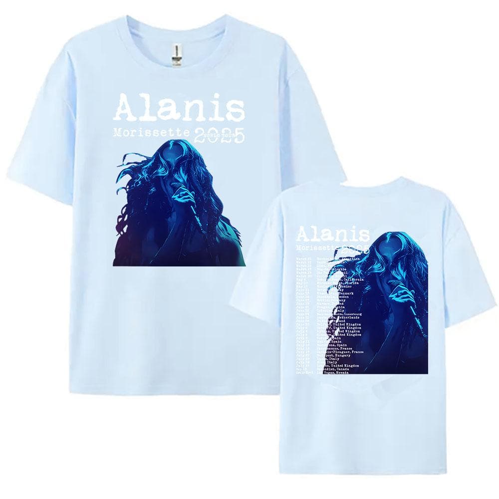 Alanis Morissette 2025 World Tour T-shirt Short Sleeve O-neck Women/Men Tshirts Streetwear Hip Hop Unisex Tees Cotton Tops M