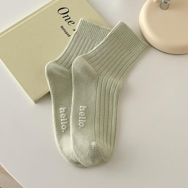 Cute Women's Socks Fashion Autumn Winter Female Cotton Socks Soft Breathable Absorb Sweat Colorful Socks green