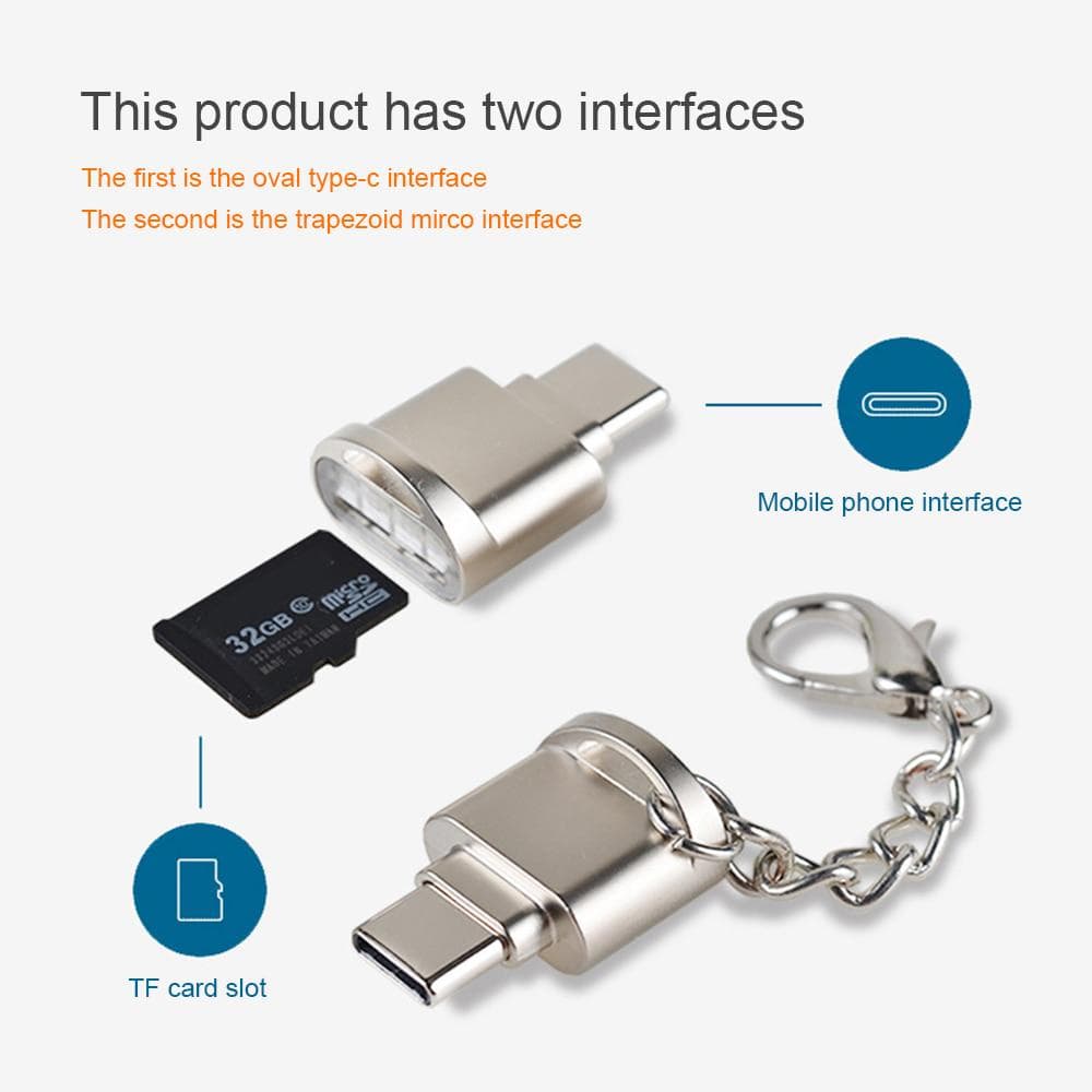 USB / Type C Micro SD TF memory card reader OTG adapter for iphone 15 for Samsung for Xiaomi Redmi Huawei white