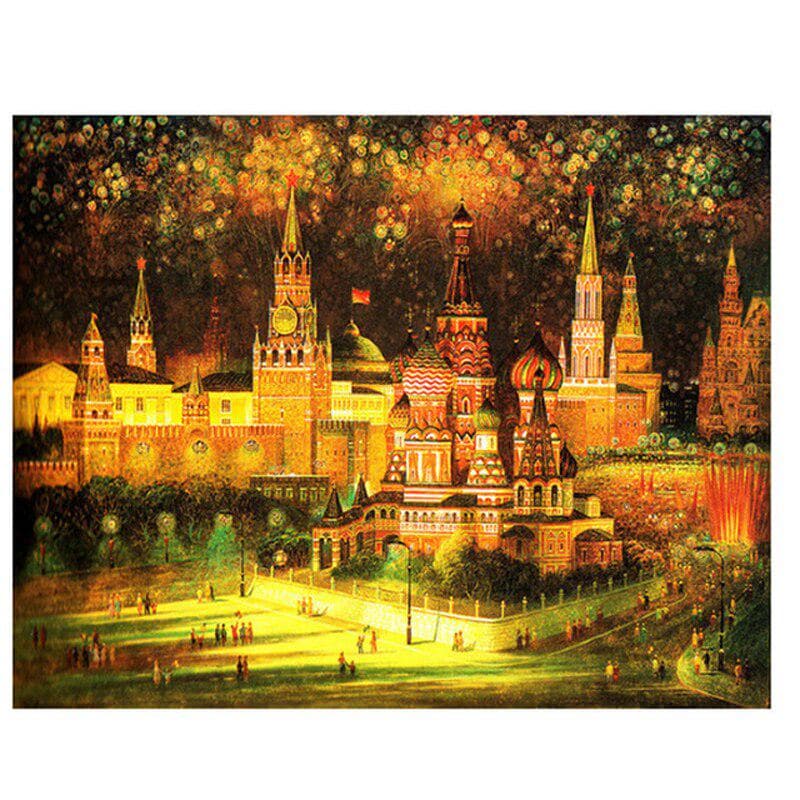 Diamond Embroidery Landscape Red In Moscow Russia Cross Stitch Full Square Rhinestones 20X30CM