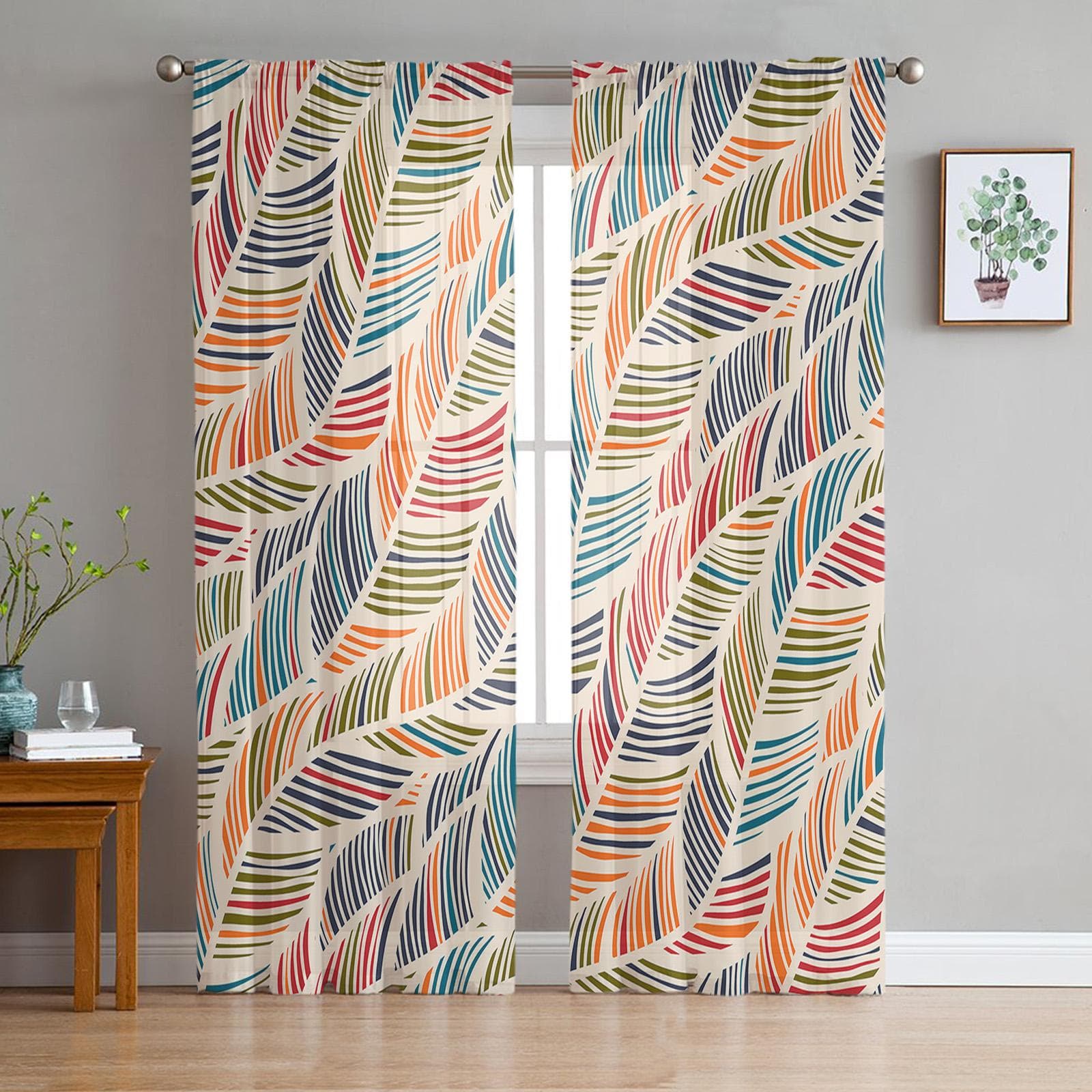 Abstract Beach Texture Summer Voile Sheer Curtains Living Room Window Chiffon Tulle Curtain Kitchen Bedroom Drapes Home Decor 135W x 114H(cm)
