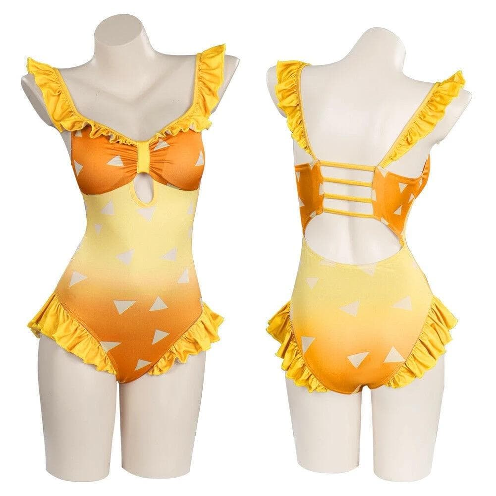 Demon Slayer Cosplay Costume Kimetsu no Yaiba Kamado Tanjirou Jumpsuit Bathing Suit Swimsuit Women Girls Beach Swimwear Dress L