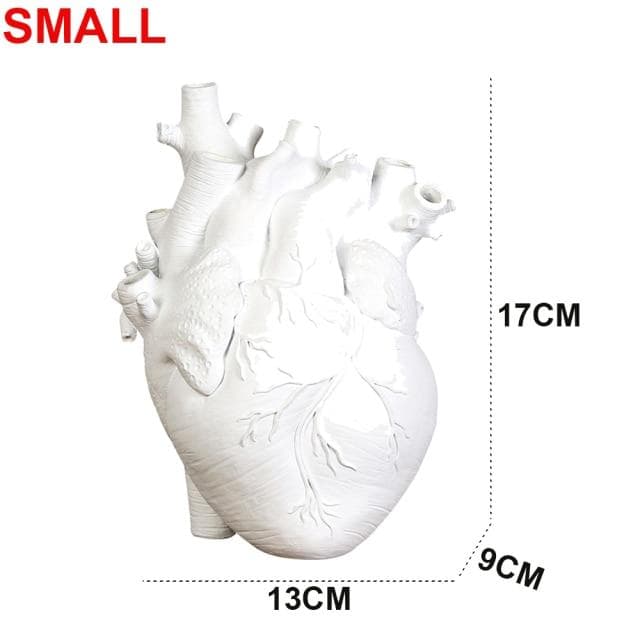 Nordic Style Vase Resin Anatomical Heart Shape Flower Vase Home Art Sculpture Desktop Plant Pot For Living Room Bedroom Decor