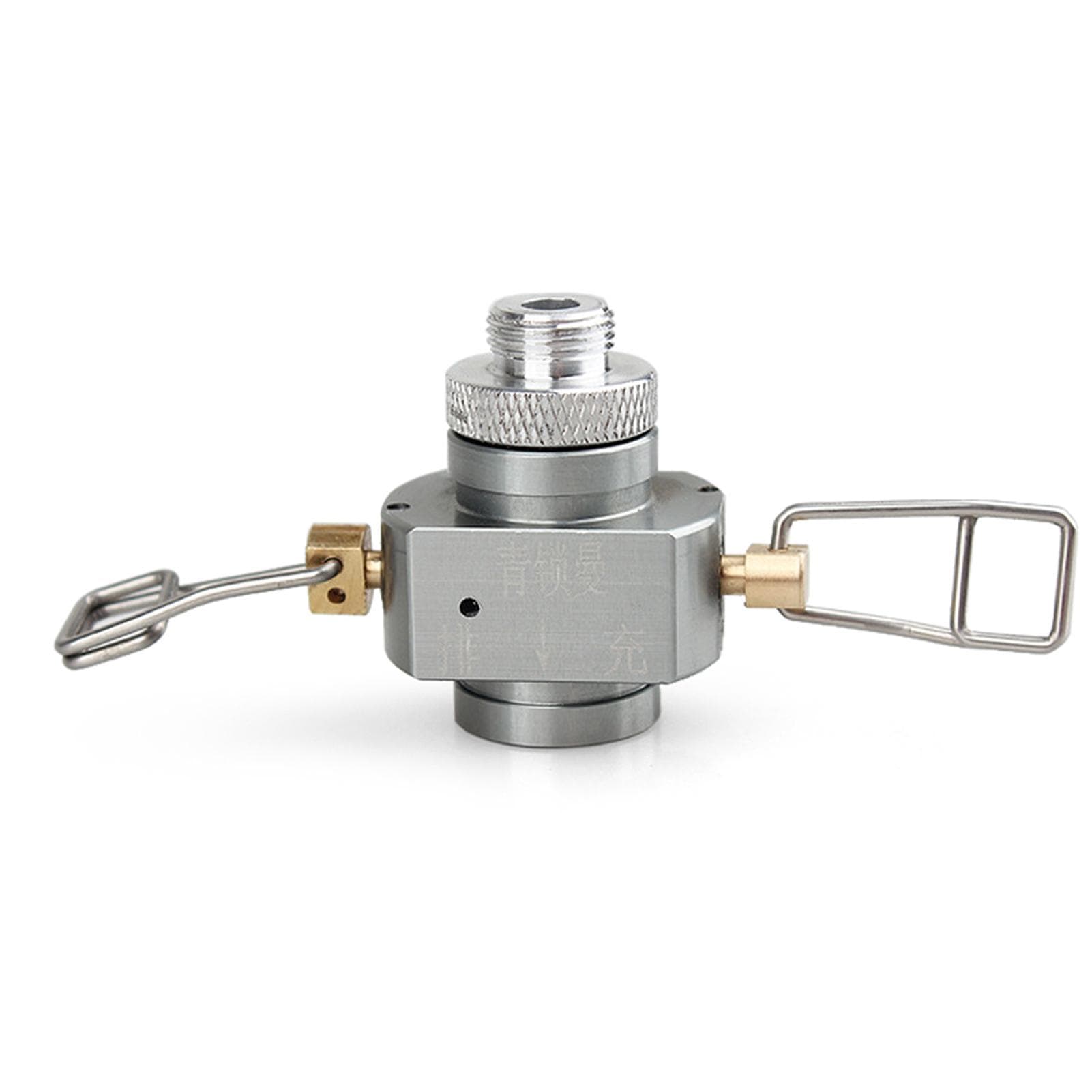 Gas Refill Adapter with Refilling Valve Exhaust Valve Canister Shifter Gas Canister Convertor Gas silver