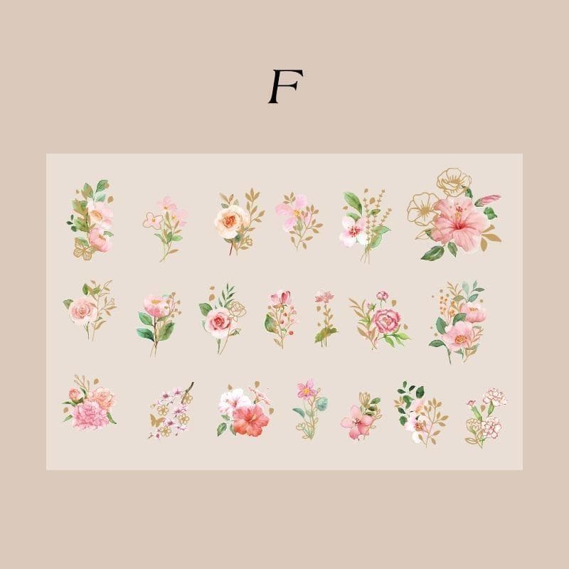 40Pcs/Bag Aesthetic Flower Stickers Pack Fresh Plant Hand Account DIY Material Decorative Stationery Stickers F