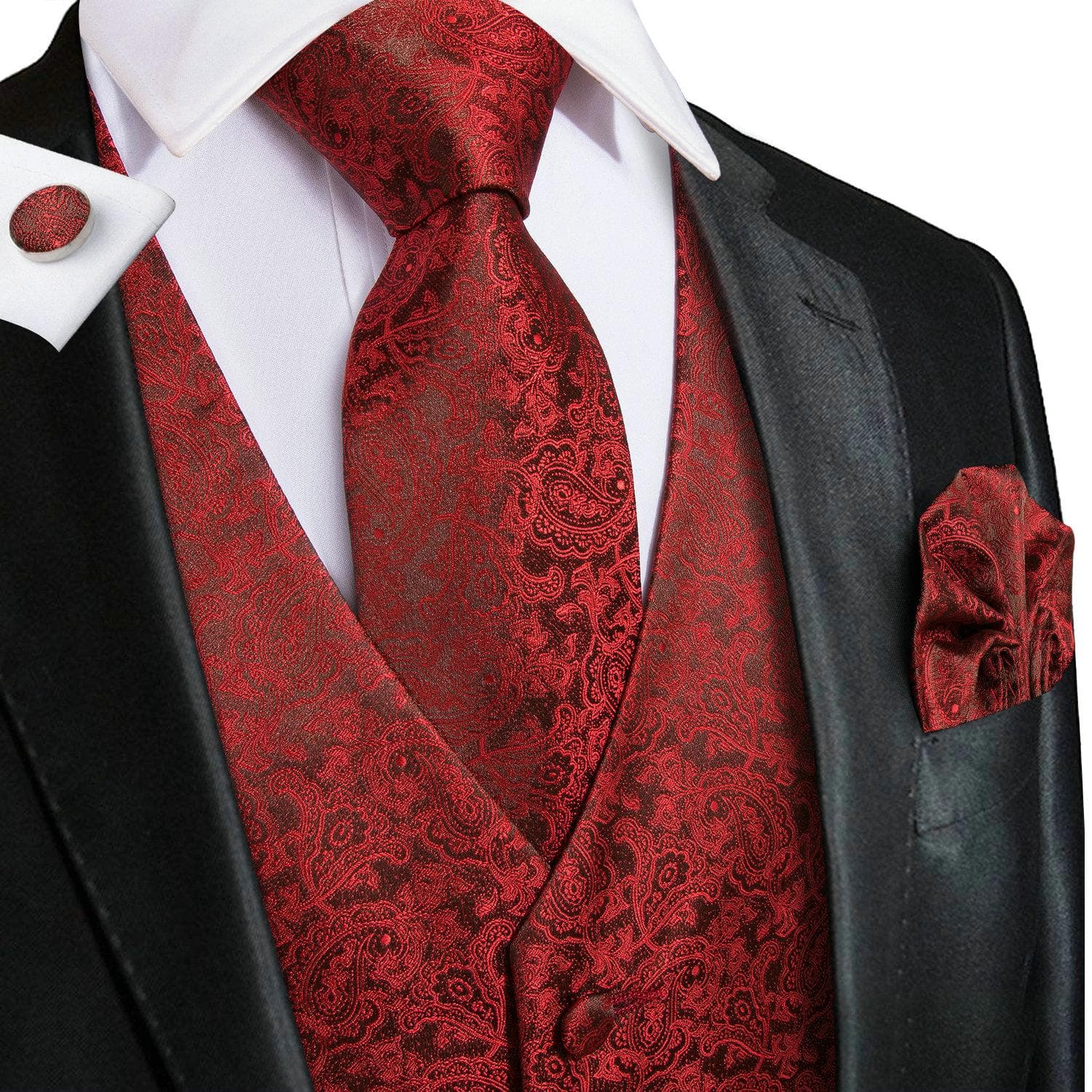 50 Colors Mens Vest Sleeveless V-Neck Pockets Waistcoat Tie Set Wedding Casual 2XL