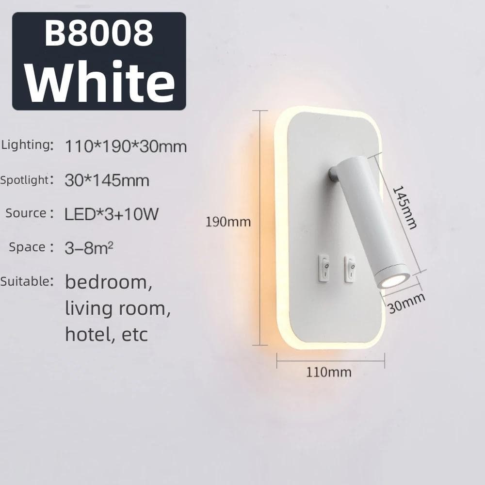 Rotatable Wall Lamp 3W 6W 9W 10W Modern LED Wall Light Home Decoration Angle Adjustable Bedroom Bedside Sconce Lamp for Home White Light