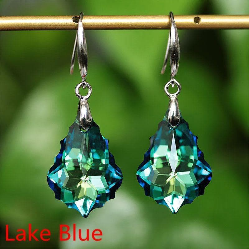 Exquisite Fashion Silver Crystal Earrings Earrings Colorful Baroque Earrings Romantic Classic Lovers Engagement Earrings Anniversary Gifts lake blue