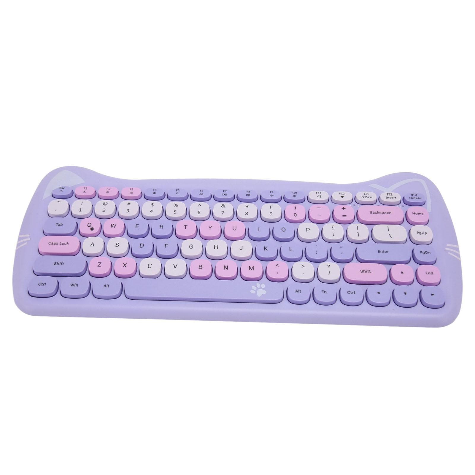 Wireless Keyboard BT 84 Key 3060i Cute Cat Shape Keyboard for Tablets Computers Phones Purple