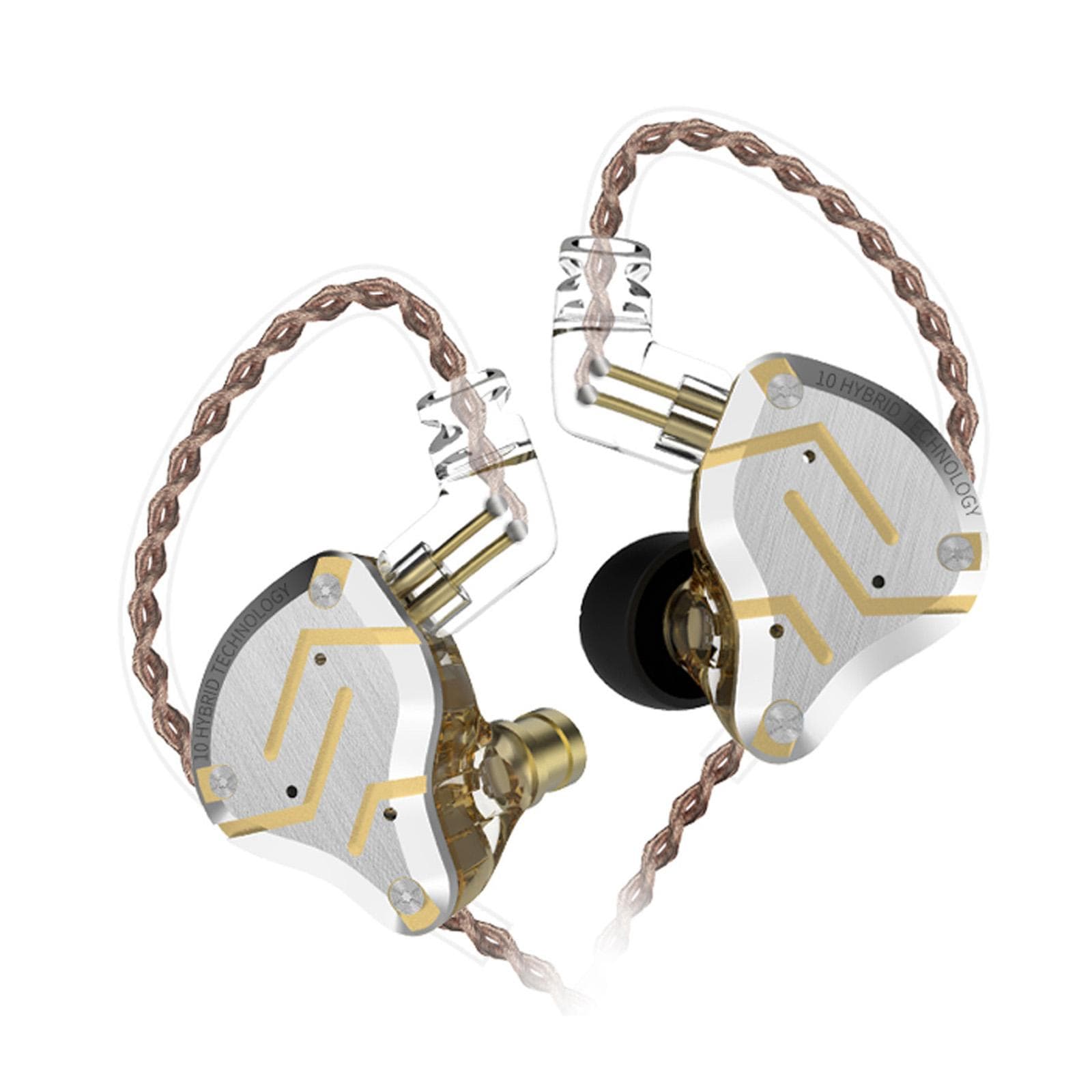 KZ ZS10 Pro 3.5mm Wired In-ear Headphones 1DD+4BA Hybrid HiFi Music Earphone Sports Headset 2pin No Mic gold