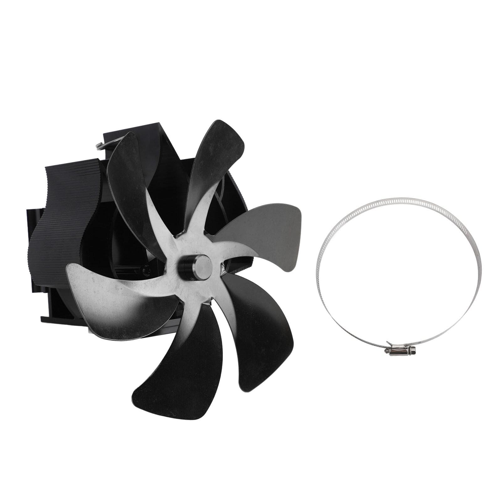 Wood Stove Fan Heat Powered 6 Blades Hanging Stove Fan Silent Flue Pipe Hanging Fireplace Fan Eco black