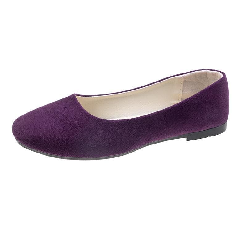 Women Girls Solid Plus Size Slip On Flat Shallow Comfort Casual Single Shoes 19 Colour 39 dark purple
