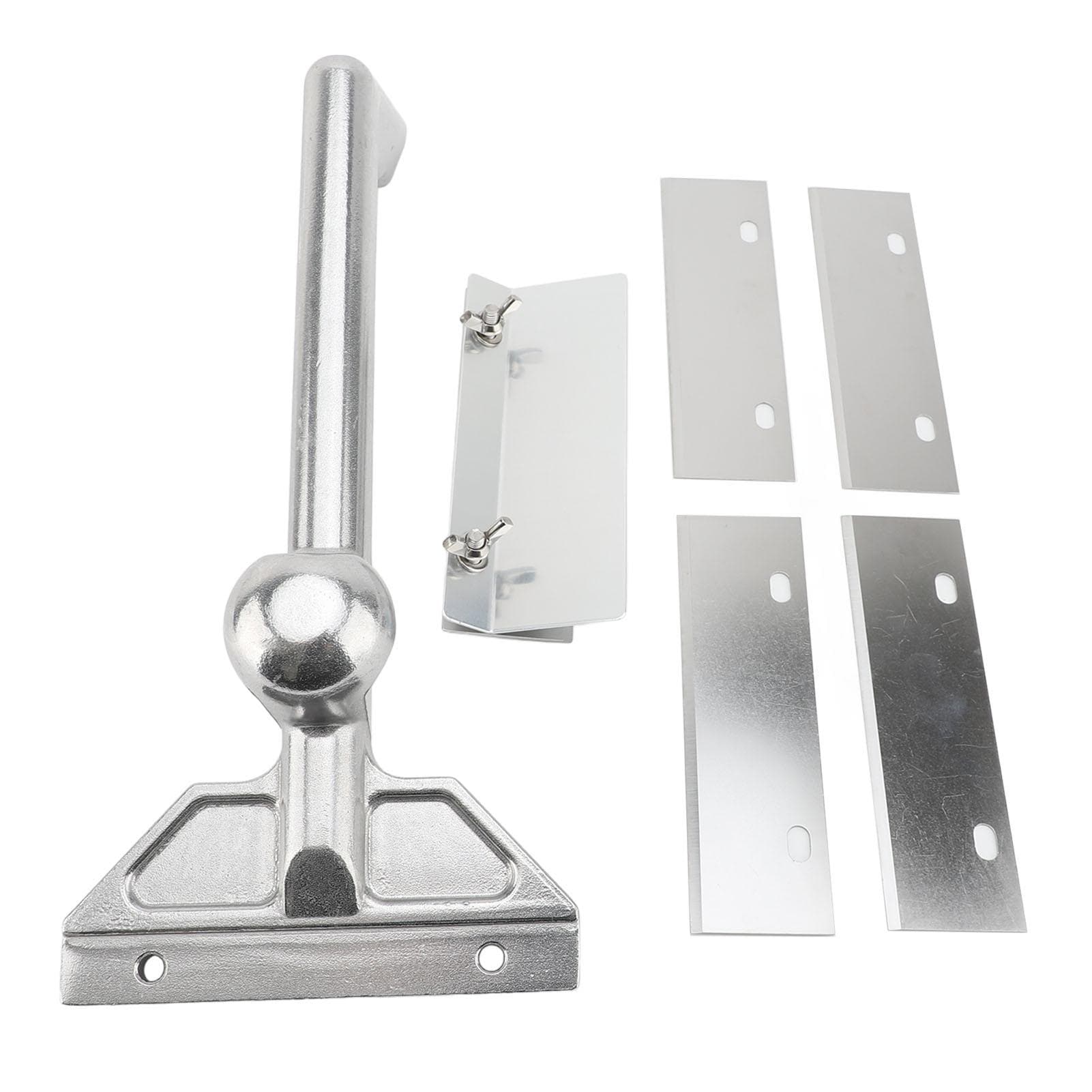 Griddle Scraper with Replacement Stainless Steel Blades Long Ergonomic Handle Aluminum Flat Top