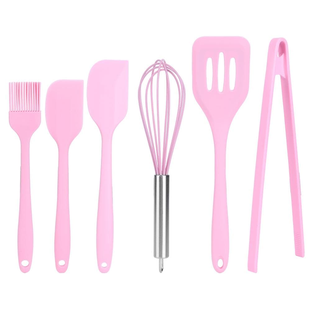 6Pcs/Set Silicone Cooking Utensil Scraper Eggs Beater Spatula Oil Brush Food Clip Kitchen Tool