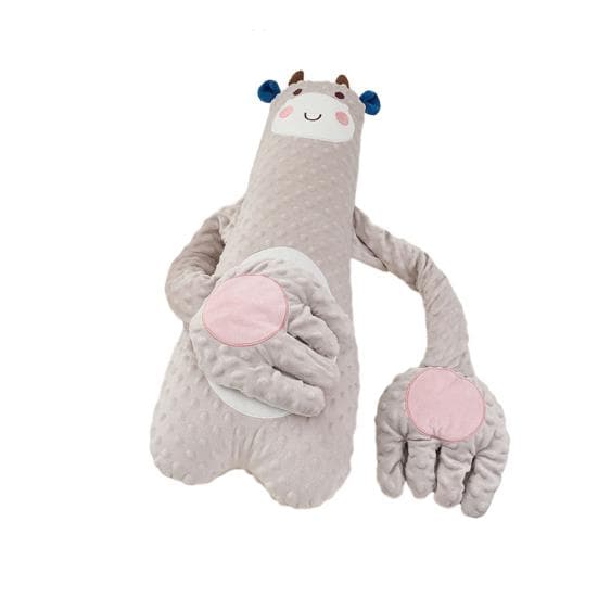 Baby Soothing Anti-Startle Hugging Stuffed Animal with Palm Pillow for Sleep Soft Rebound Filling Independent Toy grey