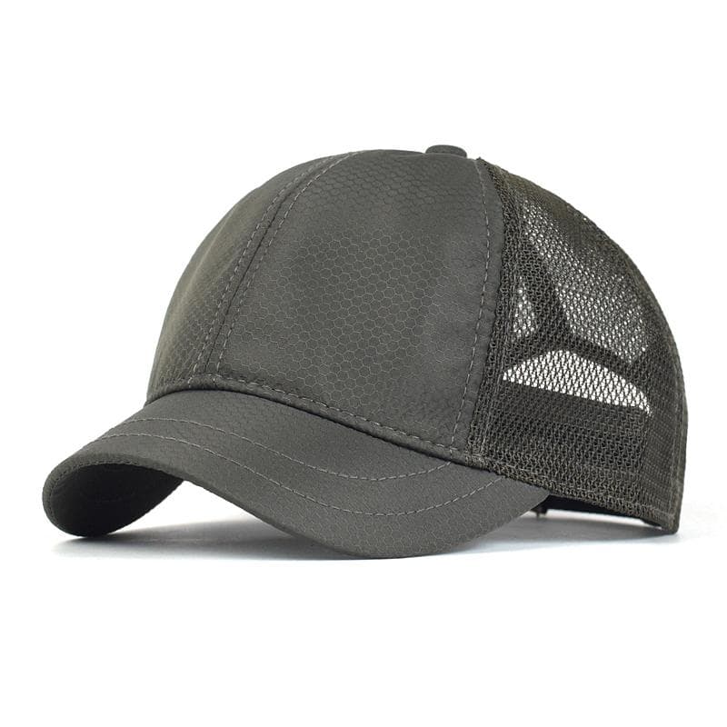 Mesh Short Brim Baseball Cap Men Women Breathable Dad Hat Adjustable Solid Trucker Style Low Profile Caps Adjustable 56-60 cm army green