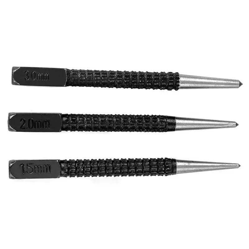 3Pcs Non-Slip Center Pin Punch Set High-carbon Steel Center Punch for Alloy Steel Metal Wood Drilling Tool