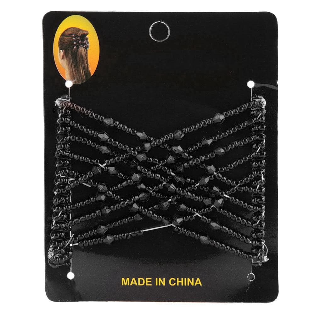 Magic Hair Comb Stretchable Beading Double Hair Slide Hair Accessories for Women Girls (Black)