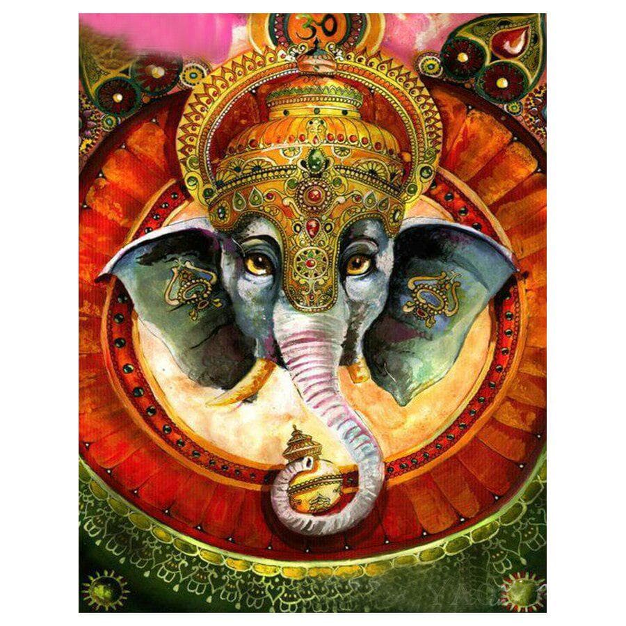 Diamond Painting Indian Elephant Buddha Round Drill Diamond Embroidery Cross Stitch 20X30CM