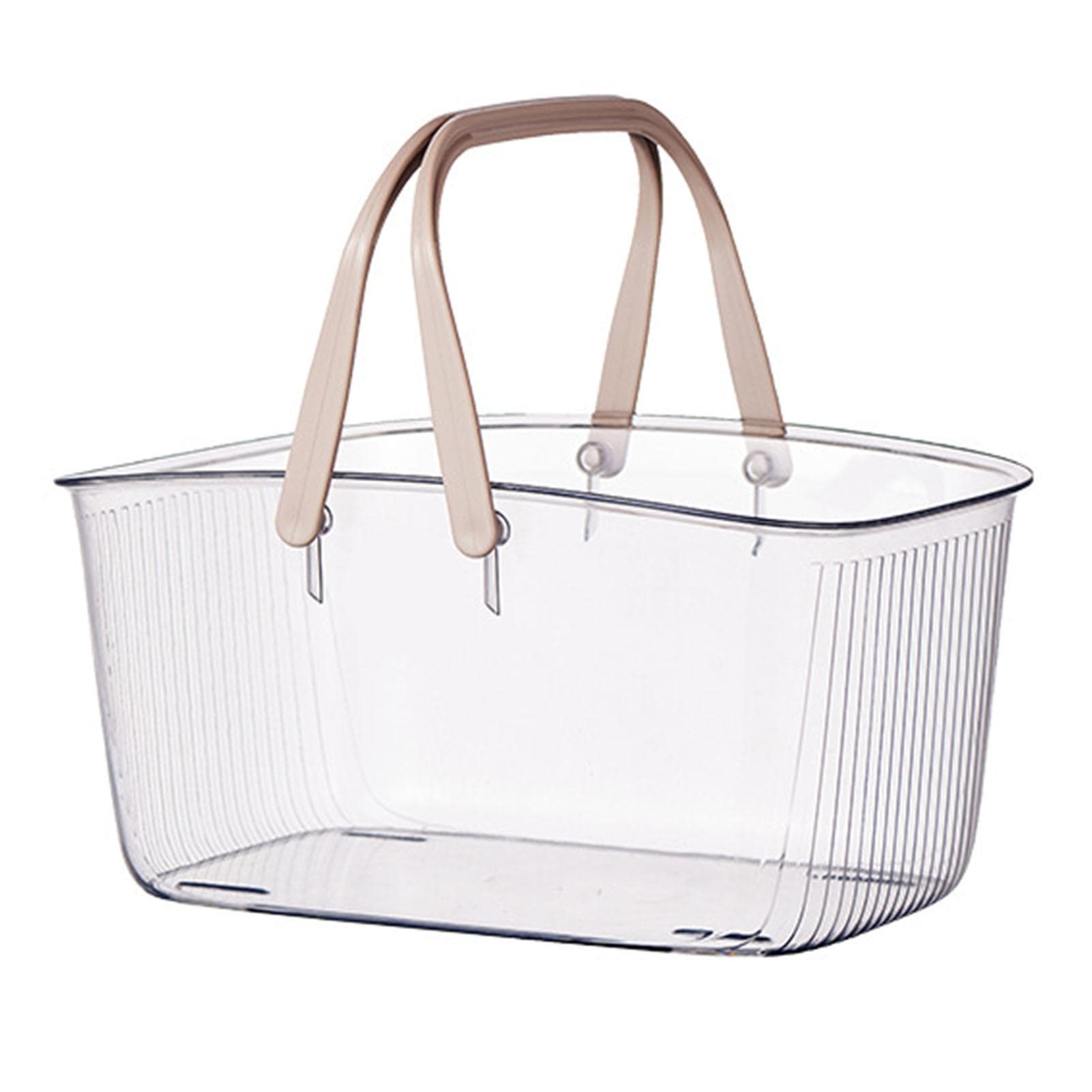 Clear Shower Storage Basket with Handle Drainage Holes Lightweight Shower Toiletry Organizer Bin