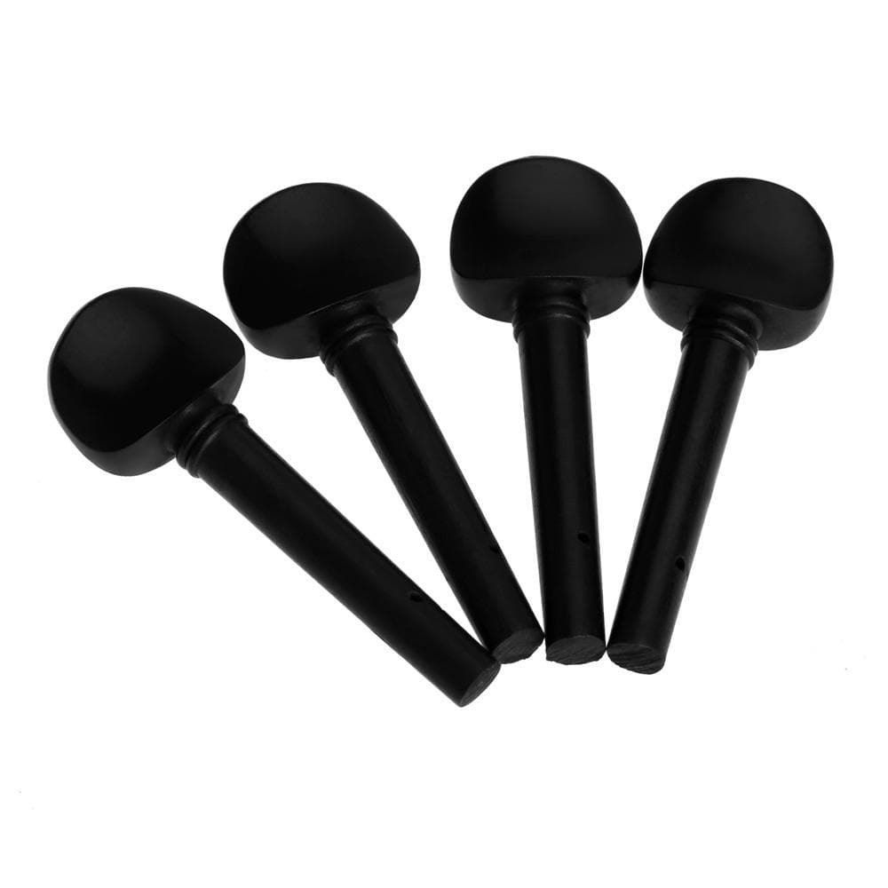 4pcs 4/4 Size Violin Fiddle Tuning Peg Set Ebony Wooden Replacement Black Decorated with Pattern on