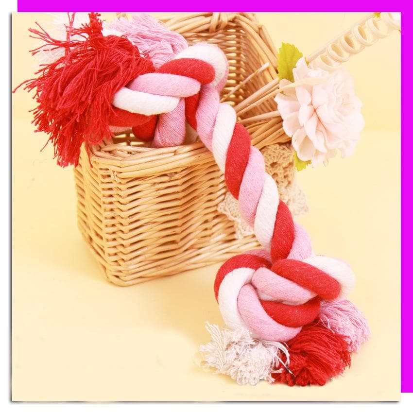 Dog Bite Rope Grinding Toy Pet Dog Dog Toy Golden Feather Rope Knot Dog Bite Ball Teddy Bone Bite Ball Cotton Rope Ball Random 1PCS