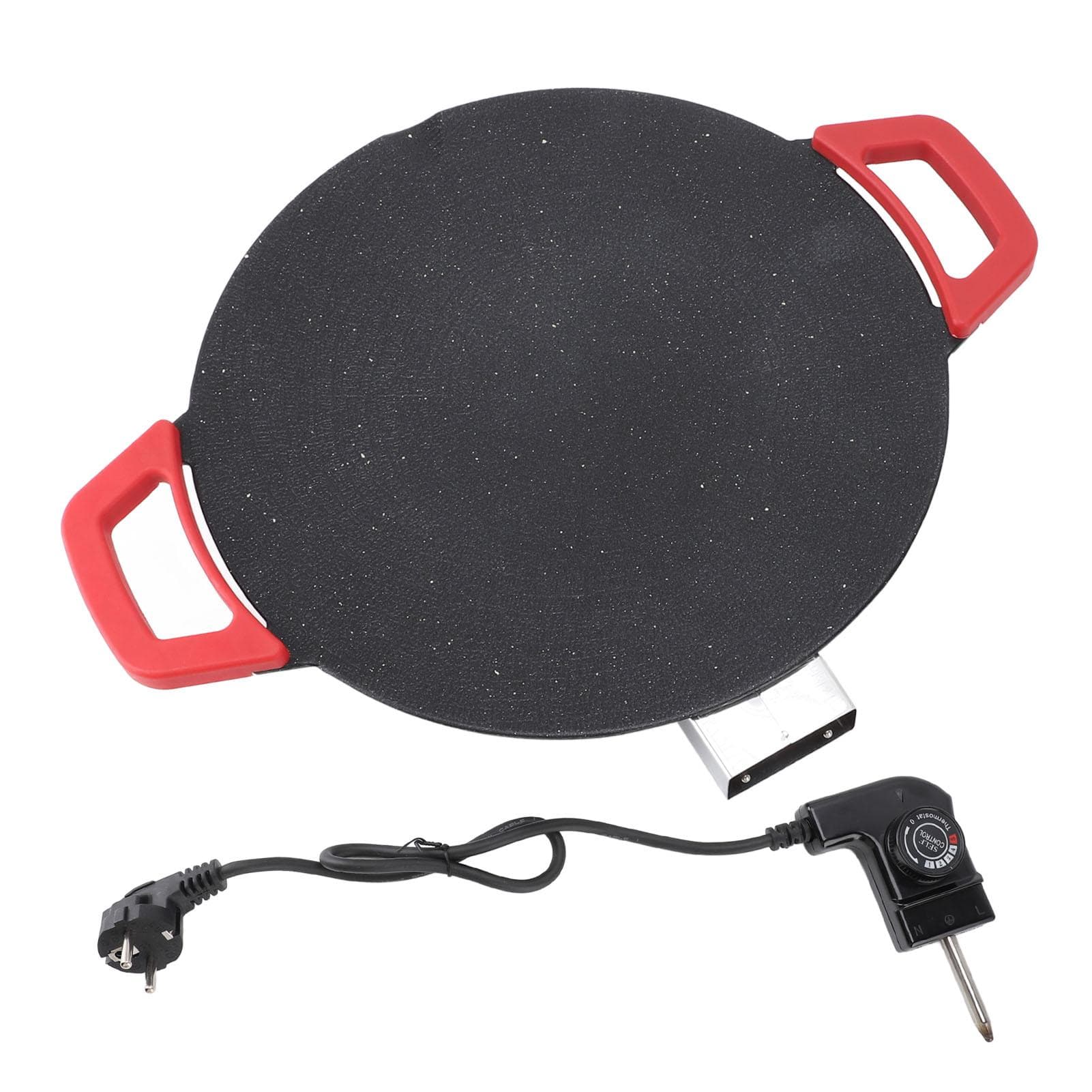 30cm Electric Grill Pan Round BBQ Griddle Concave Design Nonstick Coating Temperature Knob L(for 6.5-9kg)