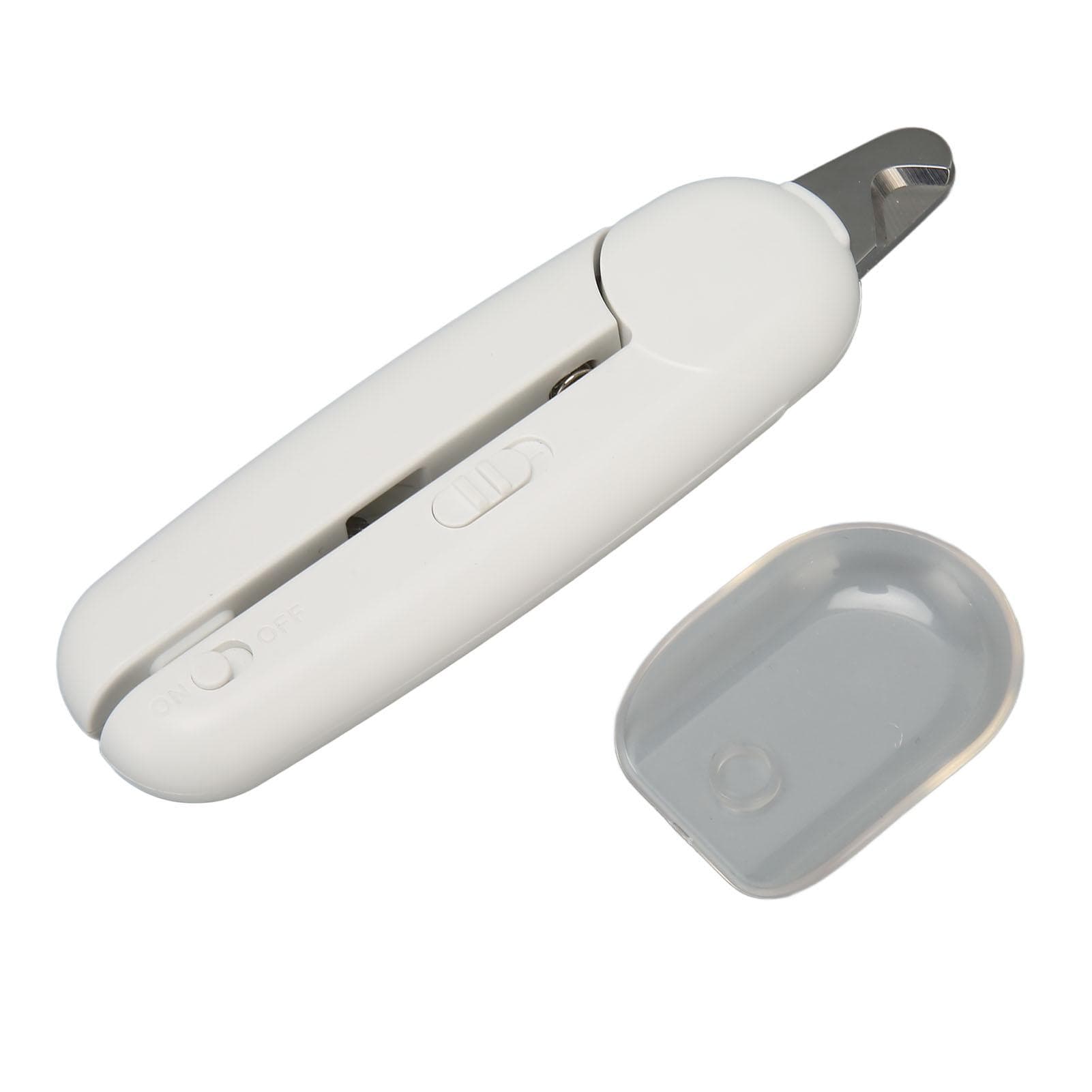 Pet Nail Clippers Stainless Steel Automatic Bounce Back Handle Trimming Tool with LED Light for Dog white