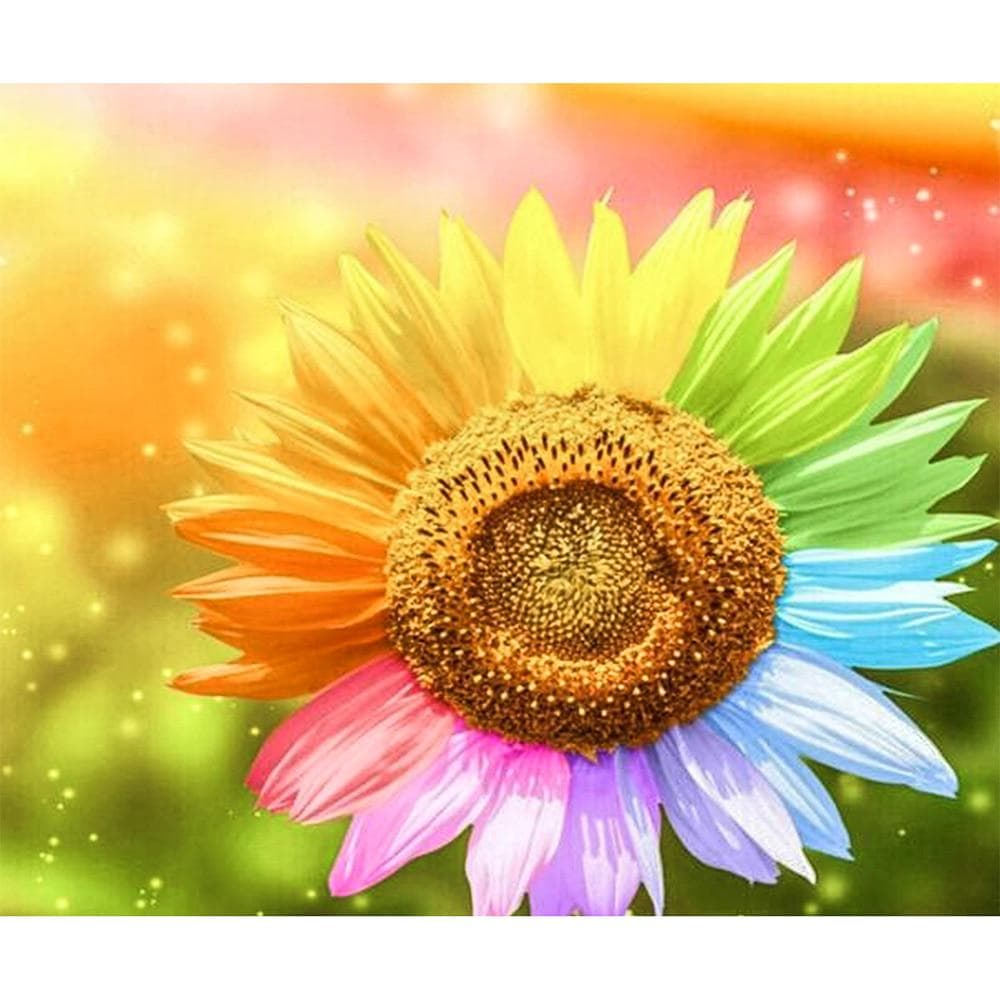 5D DIY Diamond Mosaic Colorful sunflower Diamond Painting Cross Stitch Round Rhinestone Mosaic Unfinished Home Decoration Gift 20X30CM