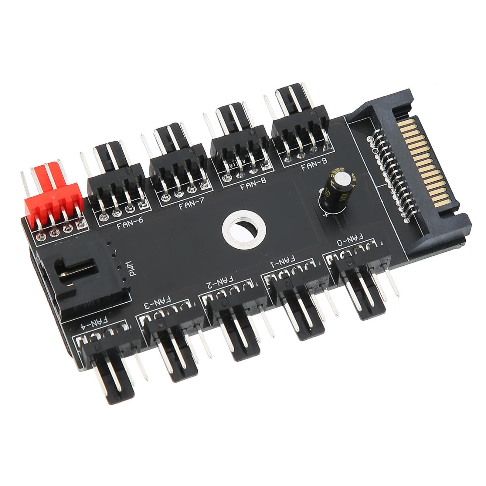 Fan Hub 4‑Pin PWM Integrated Power Supply Adapter Cable 1 to 10 Splitter for CPU CoolingSATA Port