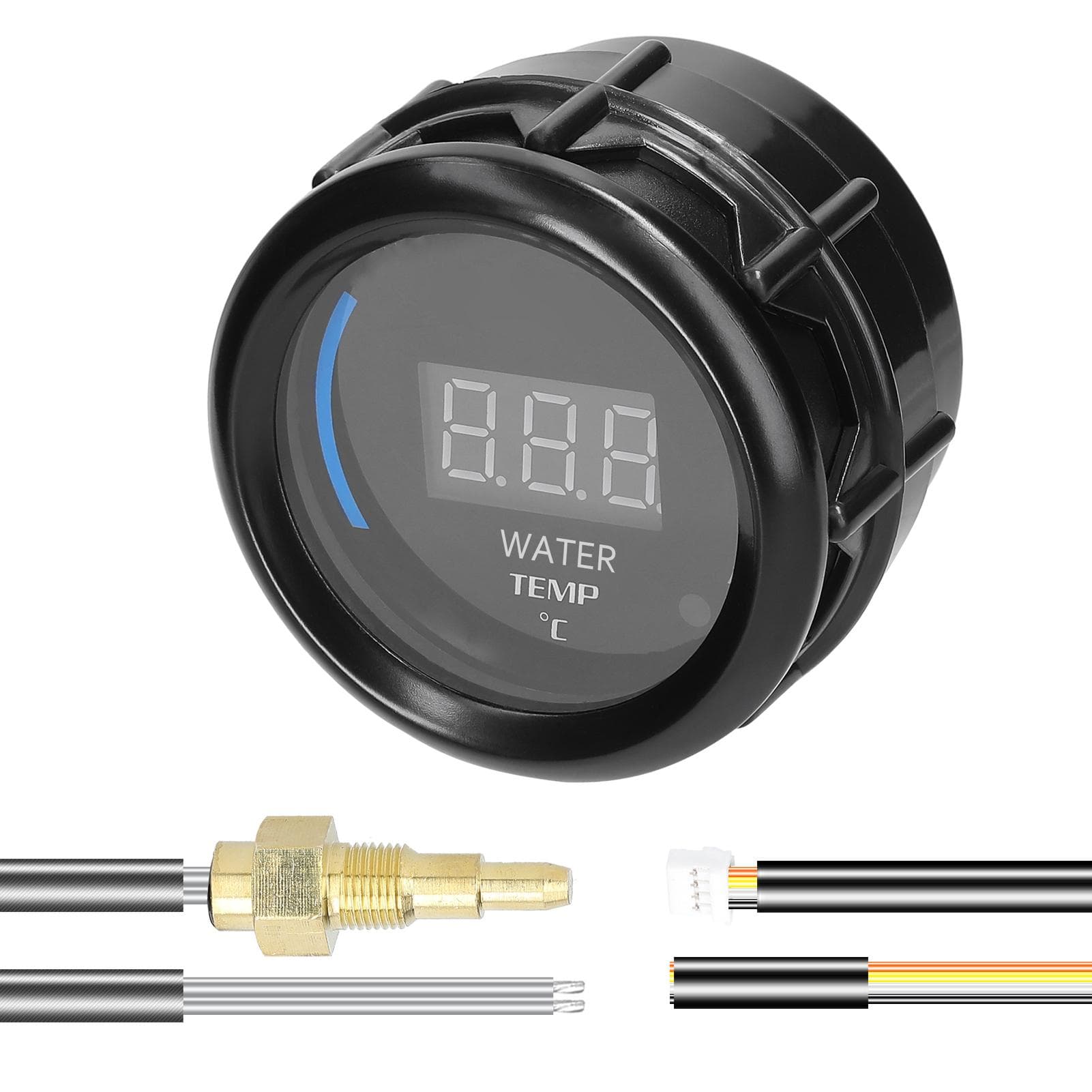 52mm Water Temperature Gauge Car Digital Meter LED Display 20-120celsius with Sensor Alarm Function for black