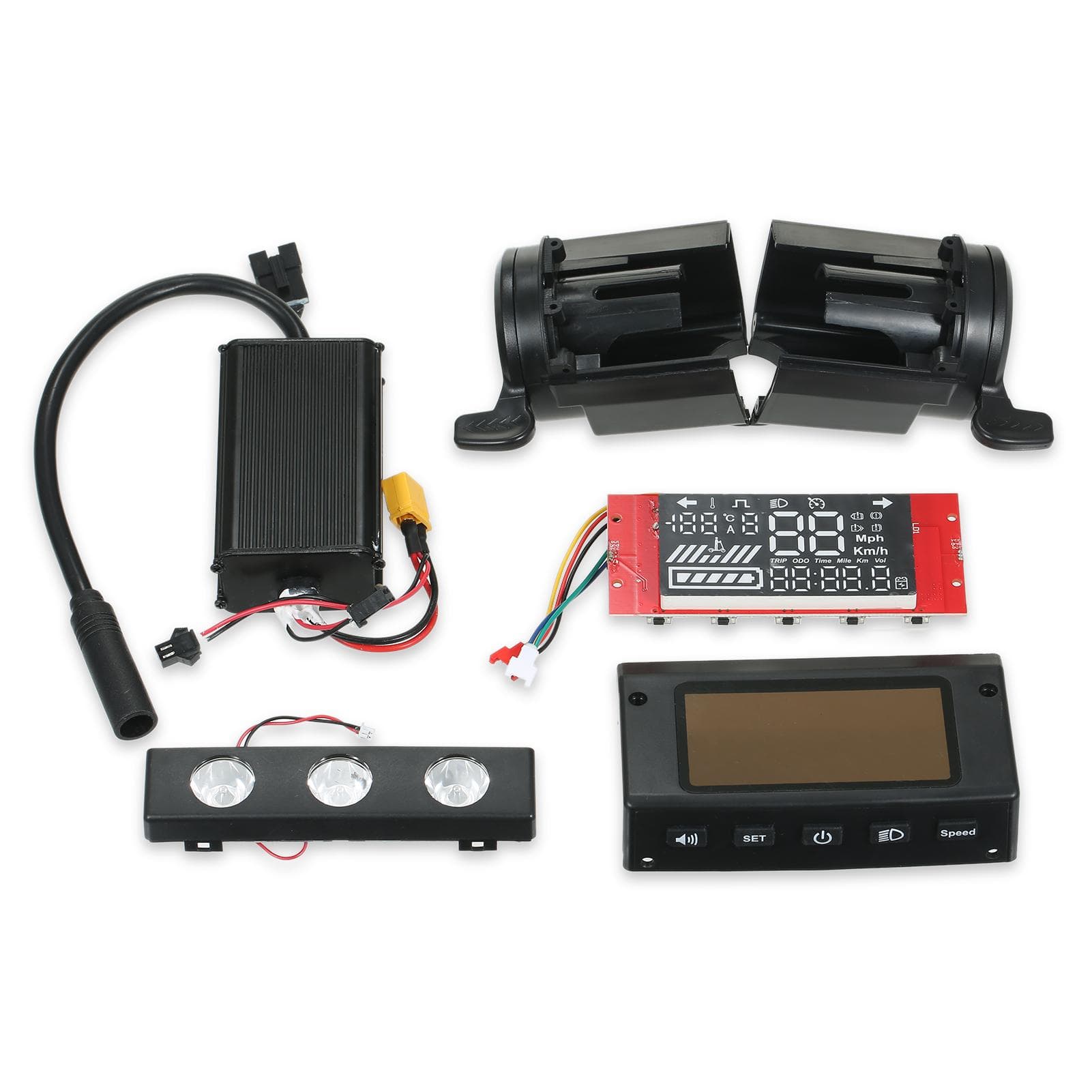 Electric Scooter 36V 350W Brushless Motor Controller Digital Display Panel Cover Headlight Electric silver