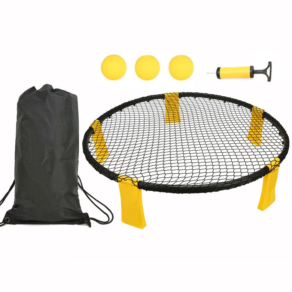 Mini Beach Volleyball Spike Game Balls Set Outdoor Team Sports Lawn Fitness Equipment Net With 3 yellow