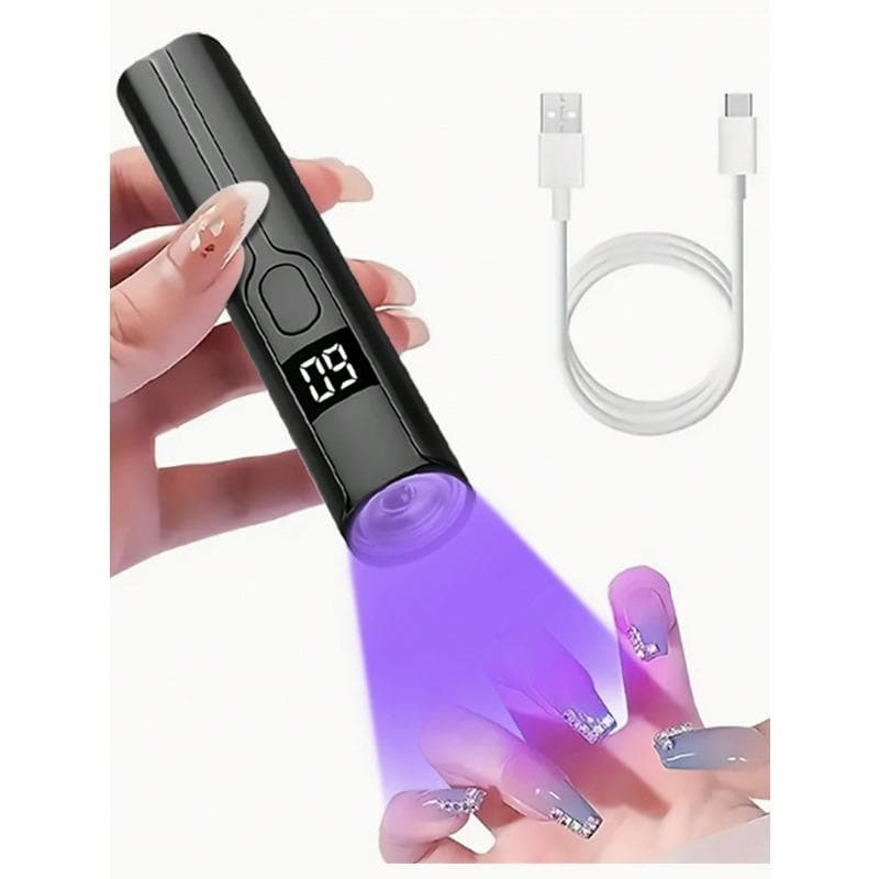 1pc Portable UV LED Nail Lamp Handheld UV Light For Nails, Professional Nail Drying Lamp For Gel Nails Flash Cure Lamp DIY Manicure Nail Art Tools black