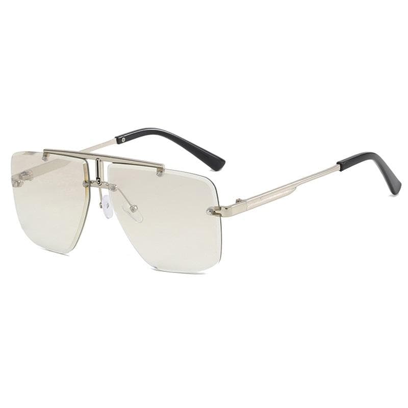 Double Beam Rimless Square Sunglasses UV400 Retro Designer Eyewear for Women Men Unisex Brand Shades Oculos Gafas as picture