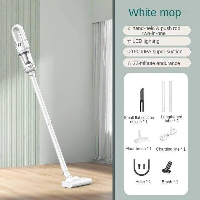 New 5-in-1 Multifunction Home-appliance 19000Pa Cleaning Machine Powerful Wireless Car Vacuum Cleaner Metal Strainer Portable Handheld Upgraded white