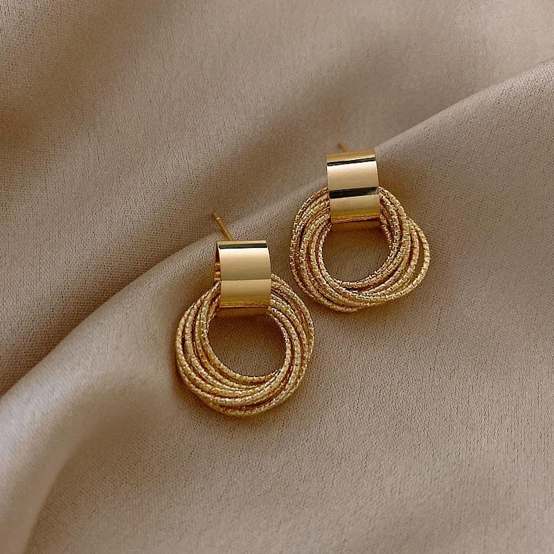 Retro Metal Gold Color Multiple Small Circle Stud Earrings for Women Korean Jewelry Fashion Wedding Party Earrings Jewelry Gift gold