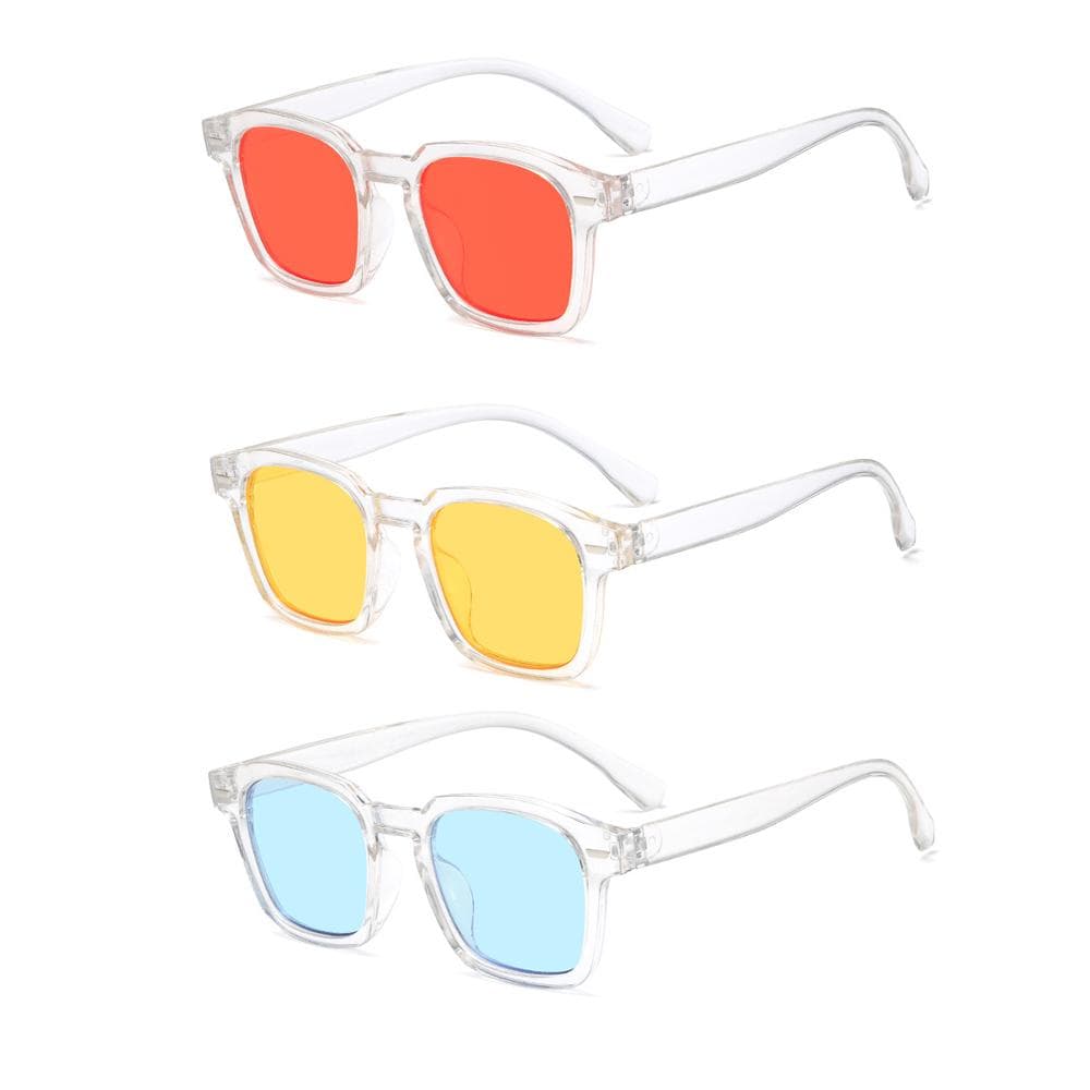 RMM brand 3pcs set high quality polygon square sunglasses fashion men hip hop retro unisex trendy accessory MULTI